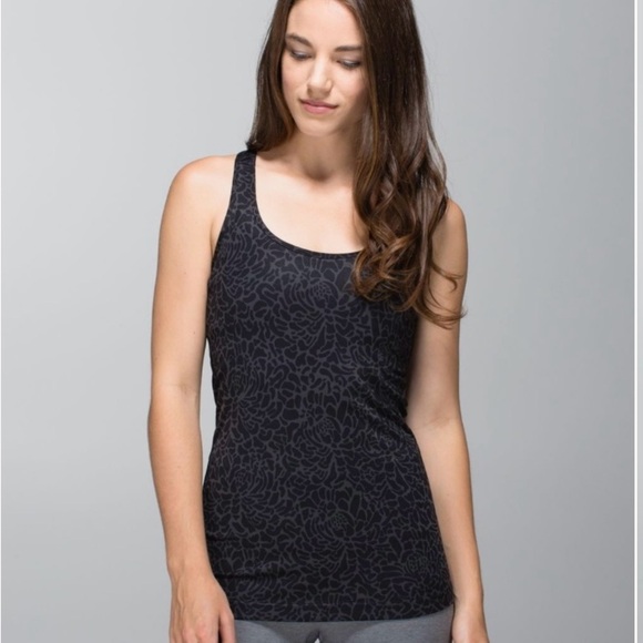 Lululemon Cool Racerback Tank Top Petal Camo Printed Black Deep Coal Floral - Picture 10 of 11